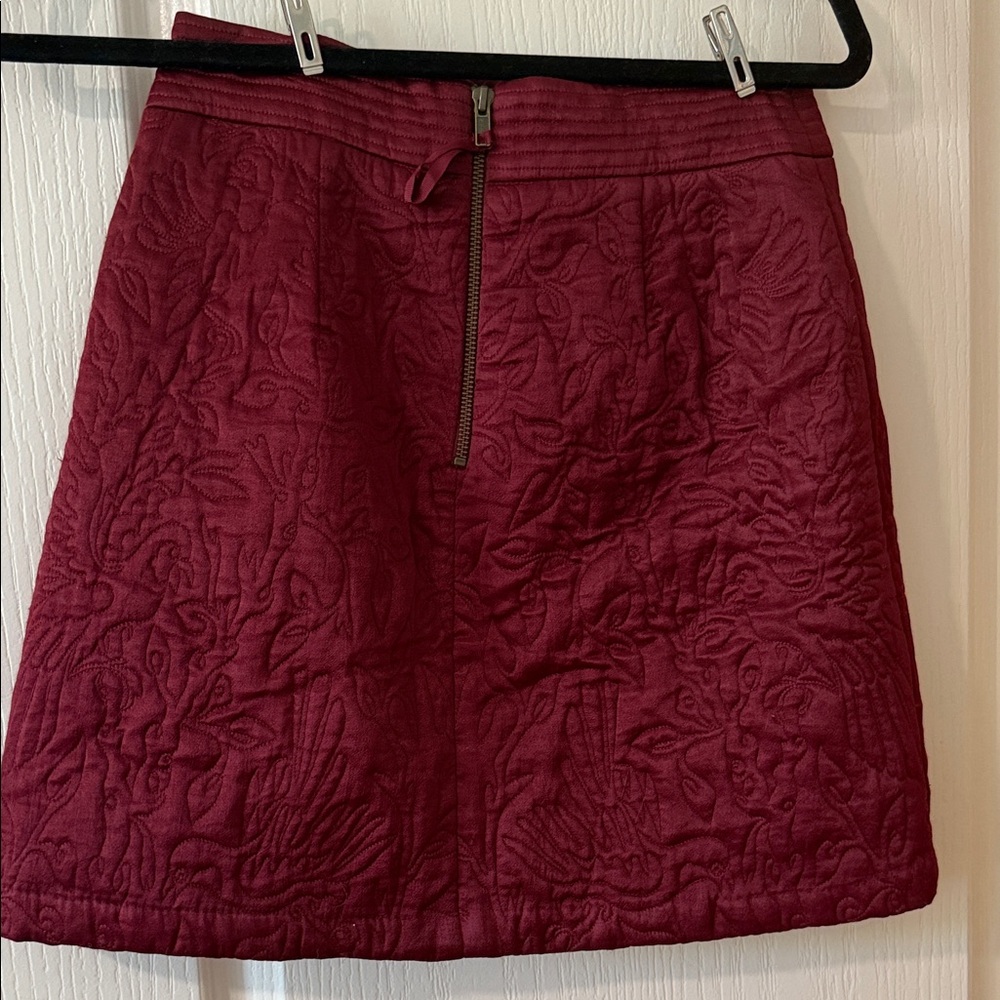 Anthropologie Burgundy Embroidered Mini Skirt - Picture 4 of 9